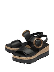 Lotus Black Wedges Platform Sandals - Image 2 of 4