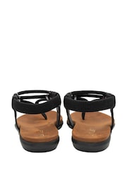 Lotus Black Low Wedges Toe Thong Sandals - Image 3 of 6
