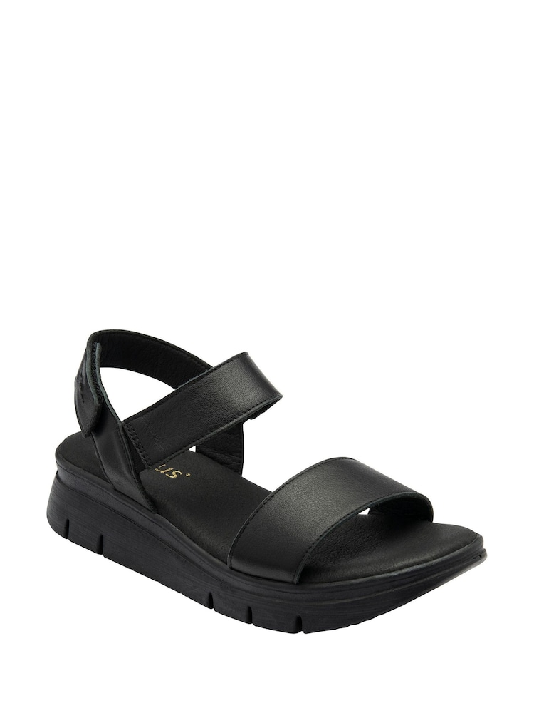 Lotus Black Casual Wedge Sandals - Image 1 of 4