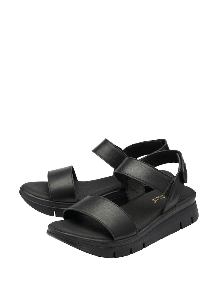Lotus Black Casual Wedge Sandals - Image 2 of 4