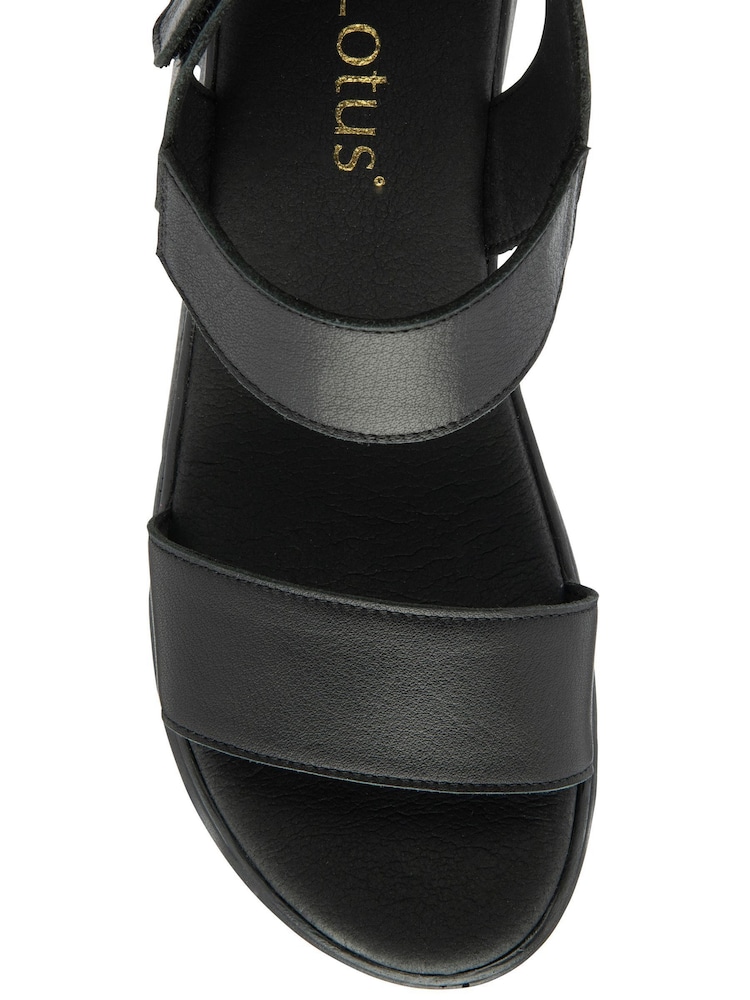 Lotus Black Casual Wedge Sandals - Image 4 of 4