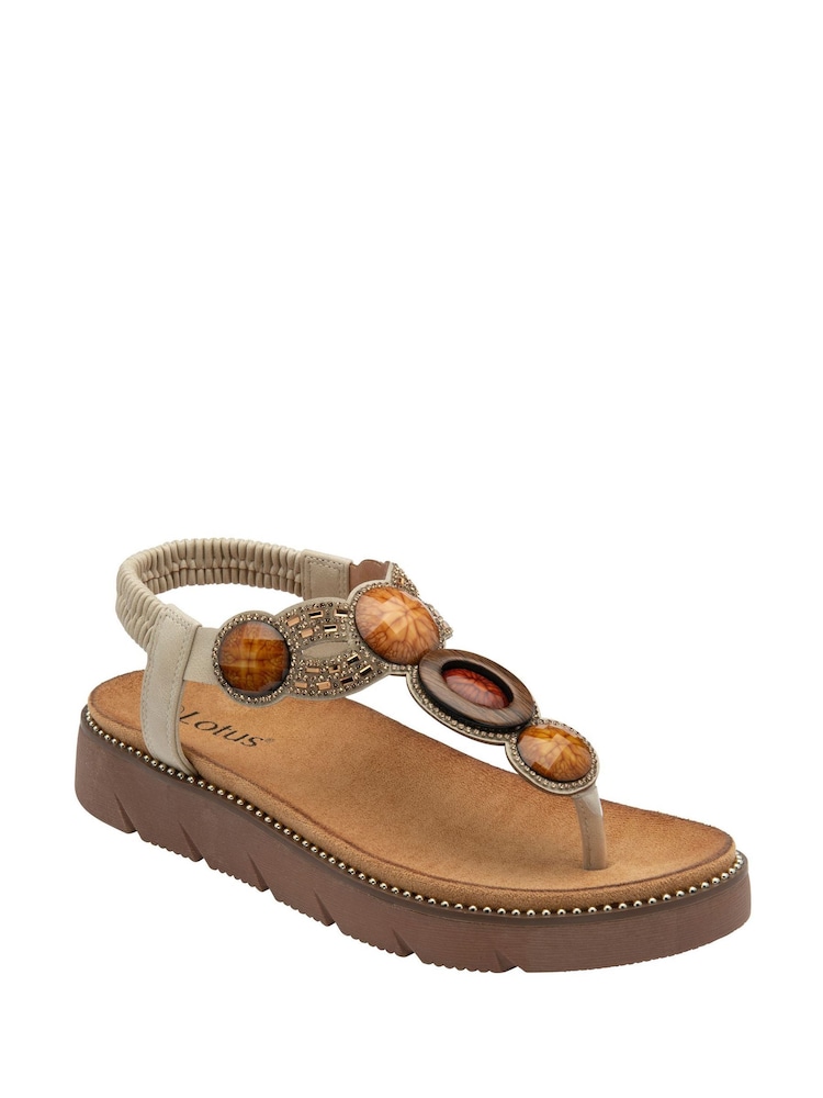 Lotus Natural Toe Thong Wedge Sandals - Image 1 of 4