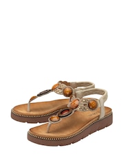 Lotus Natural Toe Thong Wedge Sandals - Image 2 of 4