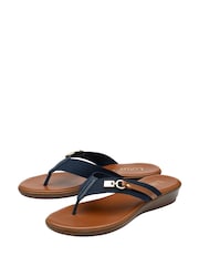 Lotus Blue Low Wedge Toe Thong Sandals - Image 2 of 4