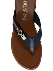 Lotus Blue Low Wedge Toe Thong Sandals - Image 4 of 4