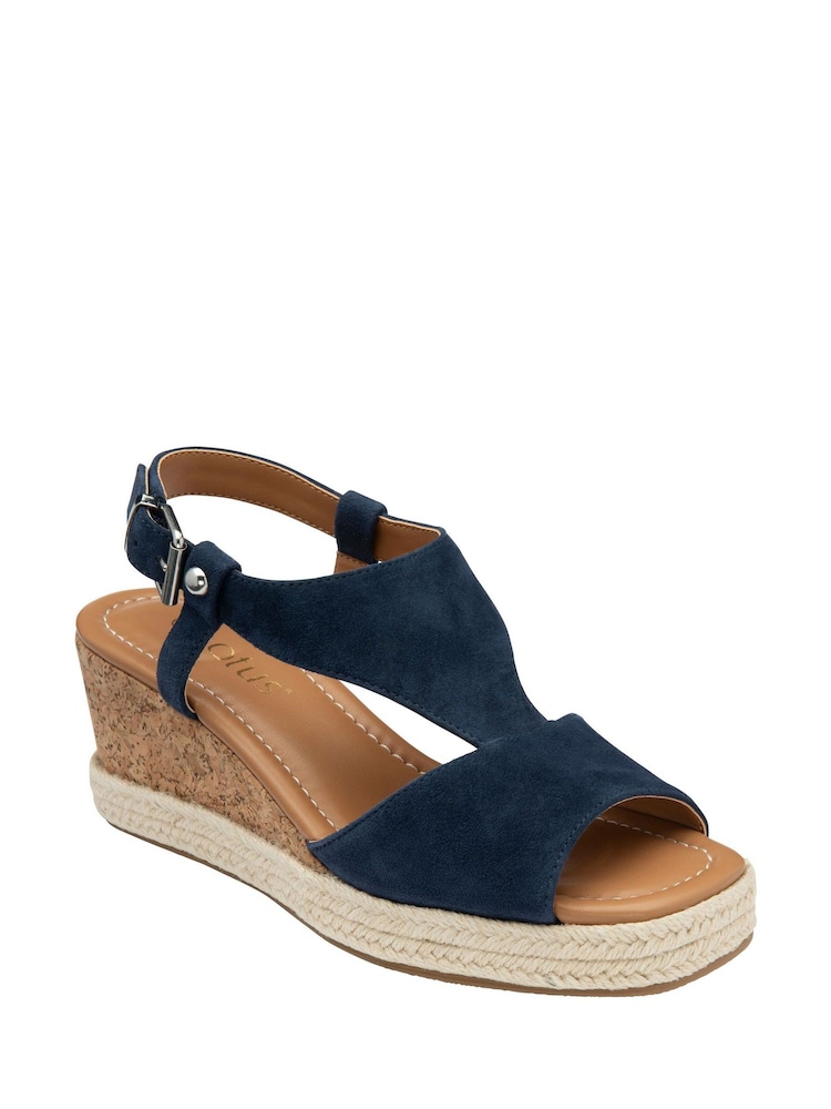 Lotus Blue Wedge Espadrille Sandals - Image 1 of 4