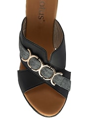 Lotus Black High Wedge Mule Sandals - Image 4 of 4