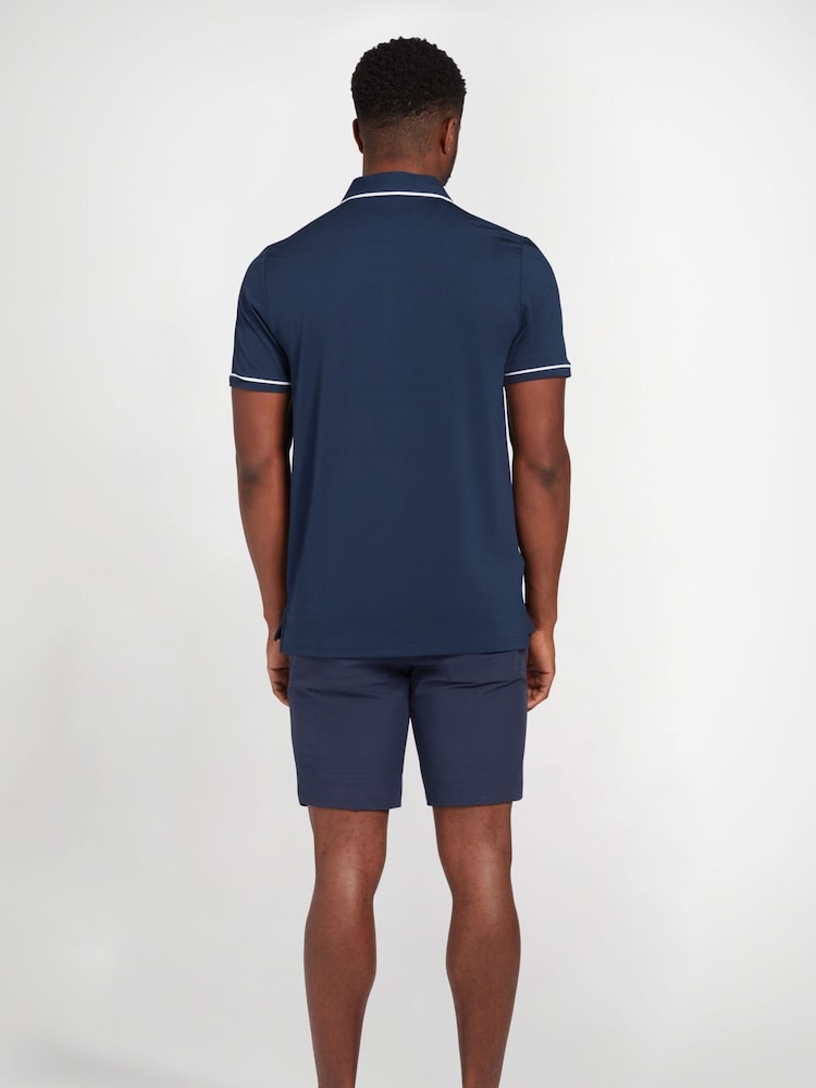 Original Penguin Golf Oversized Blue Heritage Piped Logo Polo Shirt - Image 2 of 5 Original Penguin Golf Oversized Blue Heritage Piped Logo Polo Shirt - Image 2 of 5