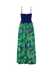 Pour Moi Blue Strapless Shirred Bodice Woven Maxi Beach Dress - Image 4 of 4