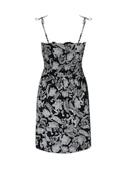 Schwarz/Weiß - Pour Moi Strapless Shirred Bodice Frill Woven Beach Dress - Bild 4 von 4