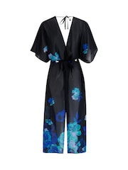 Pour Moi Black Luxe Chiffon Maxi Tie Waist Kimono Cover-Up - Image 3 of 4