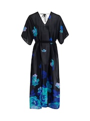 Pour Moi Black Luxe Chiffon Maxi Tie Waist Kimono Cover-Up - Image 4 of 4