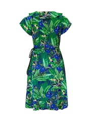Pour Moi Navy Fern Frill Wrap Woven Beach Dress - Image 3 of 4