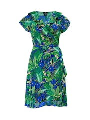 Pour Moi Navy Fern Frill Wrap Woven Beach Dress - Image 4 of 4