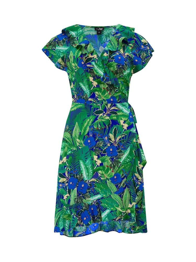 Pour Moi Navy Fern Frill Wrap Woven Beach Dress - Image 4 of 4