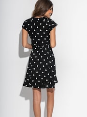 Pour Moi Black/White Frill Wrap Woven Beach Dress - Image 2 of 4