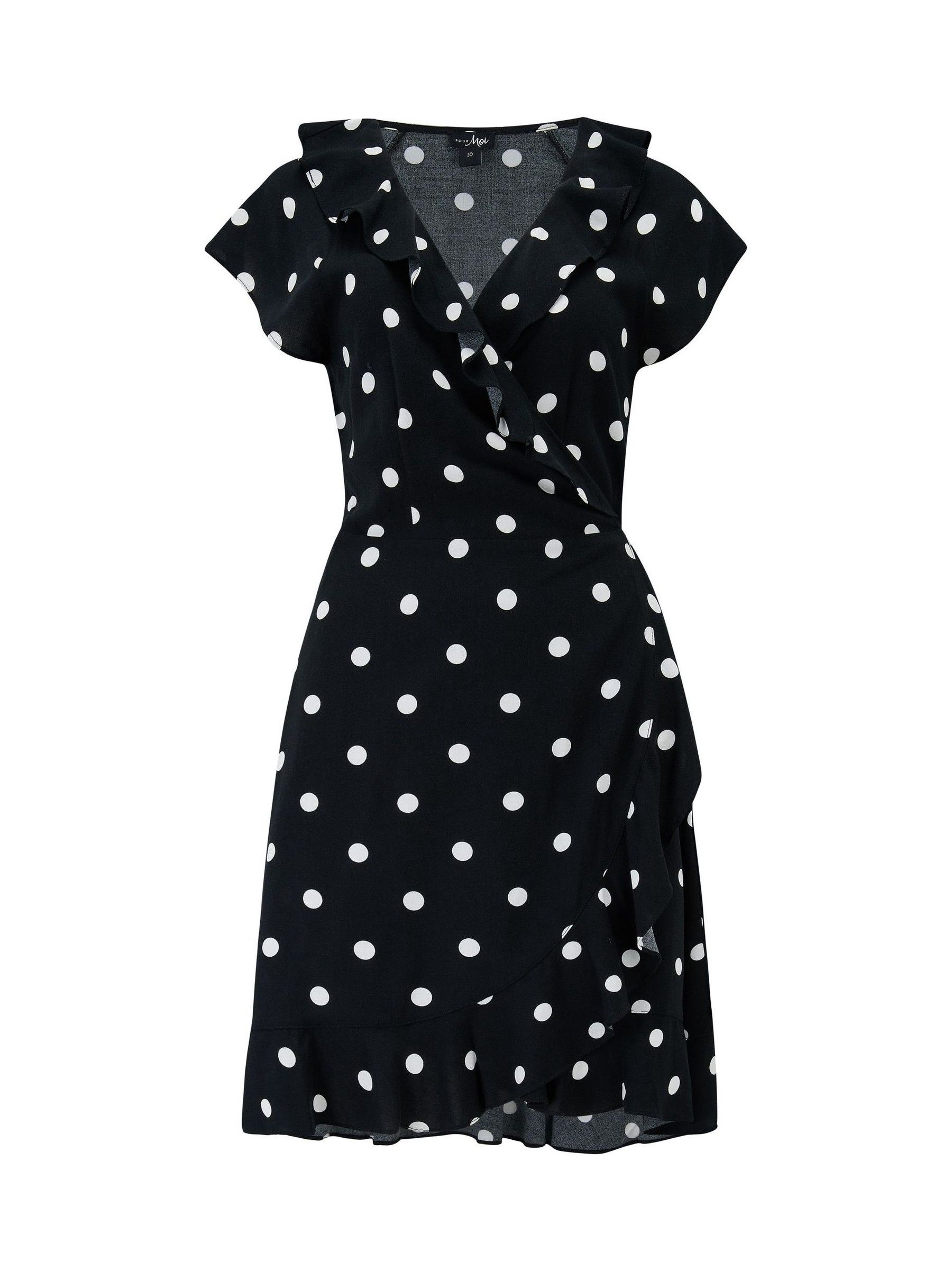Buy Pour Moi Black/White Frill Wrap Woven Beach Dress from the Next UK ...