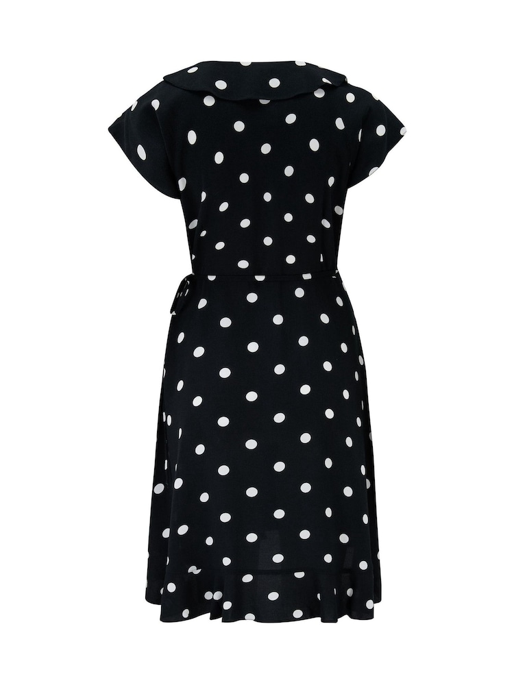 Pour Moi Black/White Frill Wrap Woven Beach Dress - Image 4 of 4