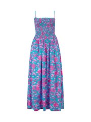Pour Moi Dark Blue Strapless Shirred Bodice Woven Maxi Beach Dress - Image 3 of 4