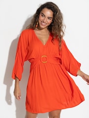 Pour Moi Orange Crinkle O Ring Woven Beach Cover-Up - Image 1 of 1