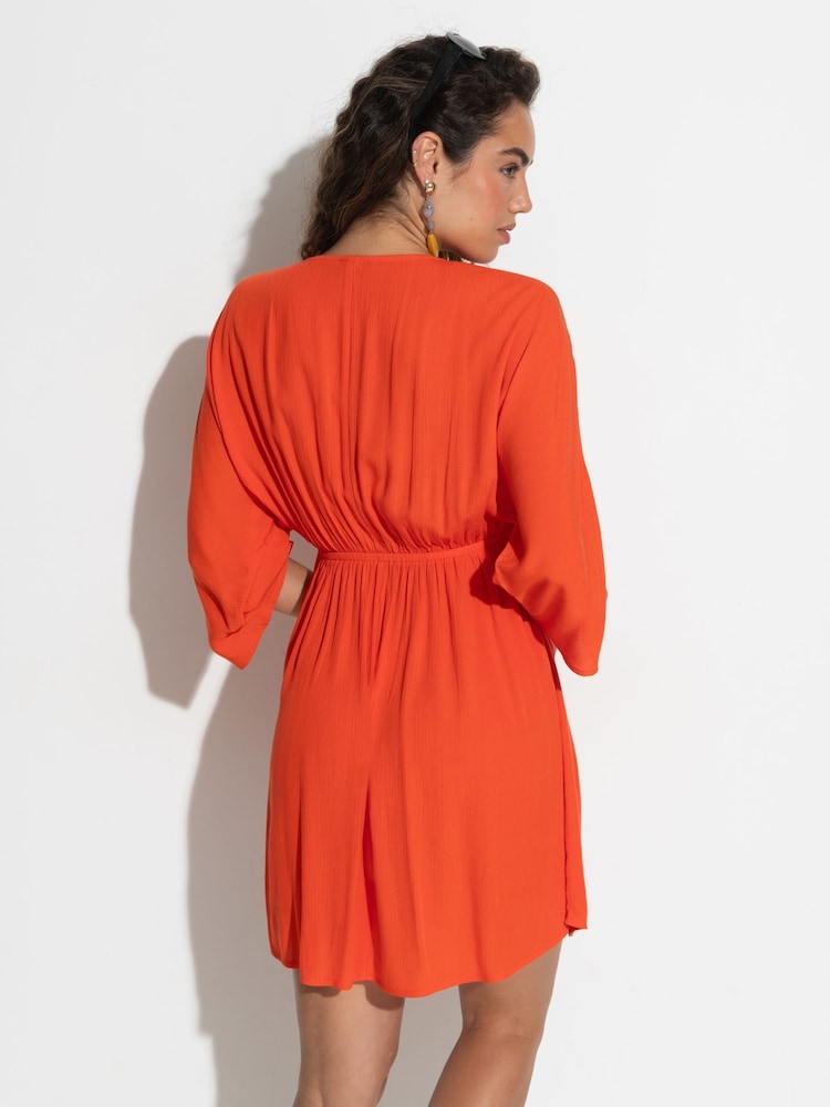 Pour Moi Orange Crinkle O Ring Woven Beach Cover-Up - Image 2 of 4