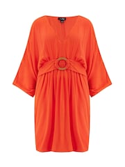 Pour Moi Orange Crinkle O Ring Woven Beach Cover-Up - Image 3 of 4