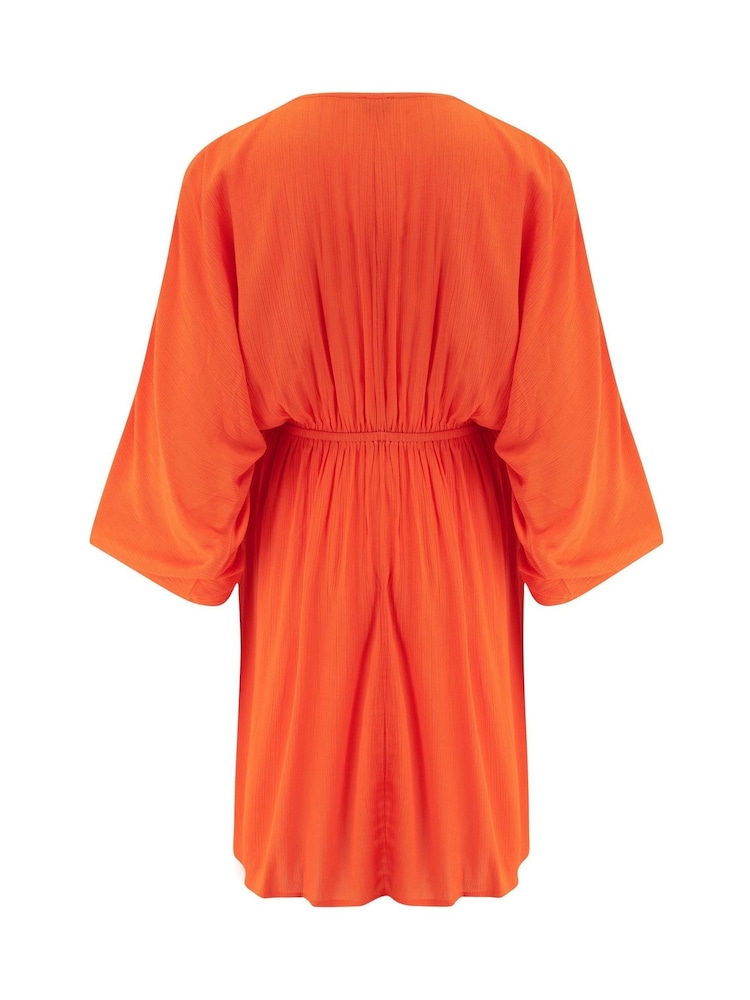 Pour Moi Orange Crinkle O Ring Woven Beach Cover-Up - Image 4 of 4