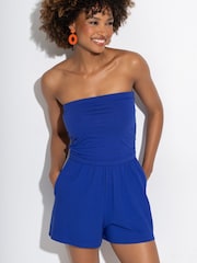 Pour Moi Blue Strapless Jersey Beach Playsuit with Viscose - Image 1 of 4
