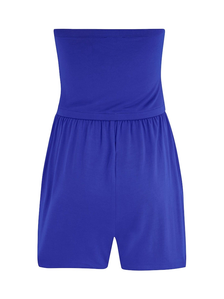 Pour Moi Blue Strapless Jersey Beach Playsuit with Viscose - Image 4 of 4