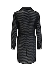 Pour Moi Black Chevron Stripe Button Through Chiffon Beach Shirt - Image 6 of 6