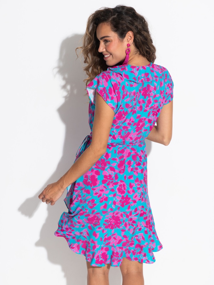 Pour Moi Blue Frill Wrap Woven Beach Dress - Image 2 of 4