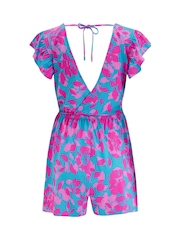 Pour Moi Blue Frill Stretch Jersey Beach Playsuit - Image 4 of 4