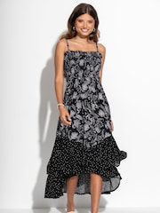 Zwart - Pour Moi Strapless Asymmetric Tiered Woven Maxi Dress - Image 1 of 1