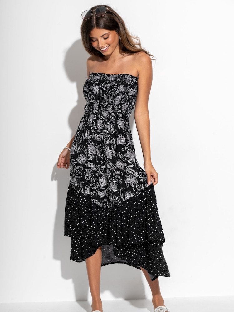 Negro - Pour Moi Strapless Asymmetric Tiered Woven Maxi Dress - Imagen 2 de 4 Negro - Pour Moi Strapless Asymmetric Tiered Woven Maxi Dress - Imagen 2 de 4