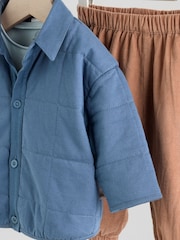 Blue Dino Baby Shacket Top and Trousers 3 Piece Set (0mths-2yrs) - Image 10 of 11