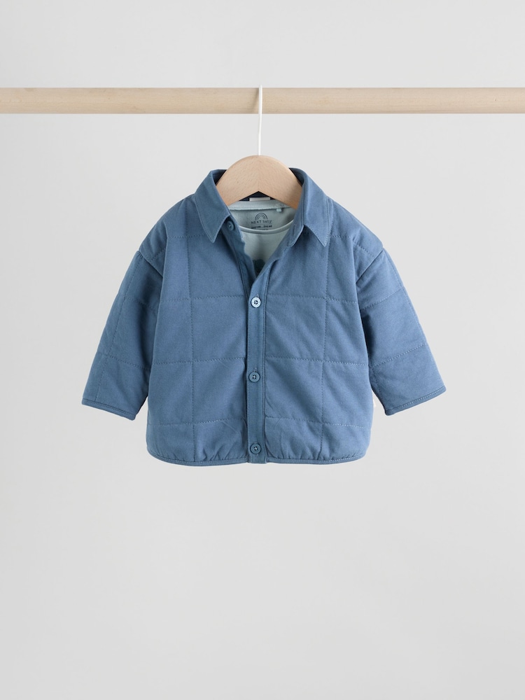 Blue Dino Baby Shacket Top and Trousers 3 Piece Set (0mths-2yrs) - Image 2 of 11