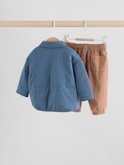 Blue Dino Baby Shacket Top and Trousers 3 Piece Set (0mths-2yrs) - Image 5 of 11