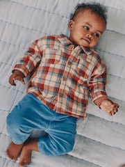 Brown/Navy Baby Shacket Top and Trousers 3 Piece Set (0mths-2yrs) - Image 2 of 18