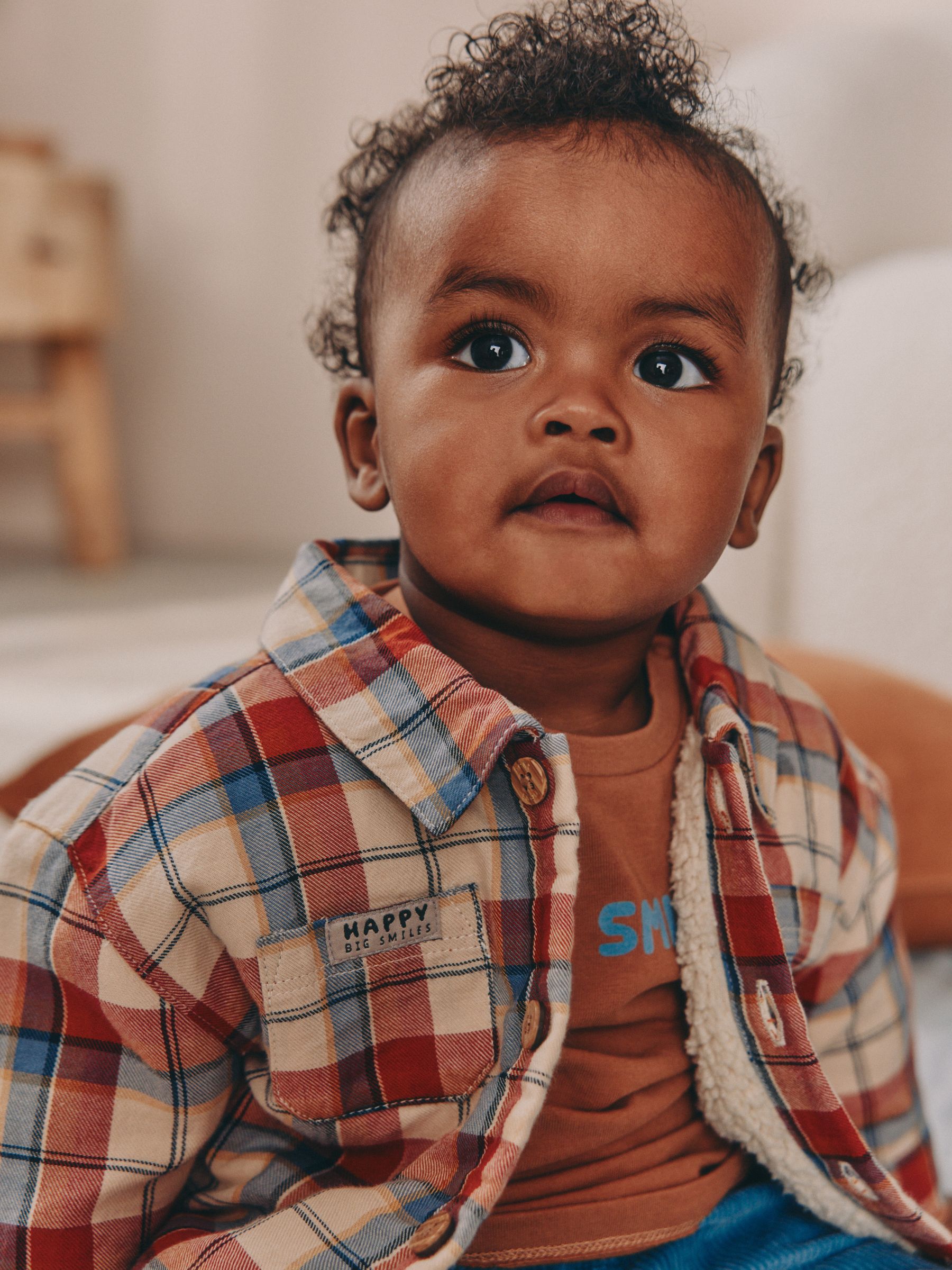 Buy Brown/Navy - Baby Shacket Top and Trousers 3 Piece Set (0mths-2yrs ...