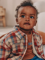 Brown/Navy Baby Shacket Top and Trousers 3 Piece Set (0mths-2yrs) - Image 3 of 18