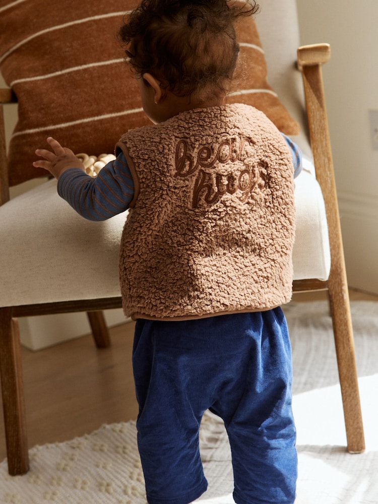 Navy Animal Borg Baby Gilet Top and Leggings Set (0mths-2yrs) - Image 1 of 6 Navy Animal Borg Baby Gilet Top and Leggings Set (0mths-2yrs) - Image 1 of 6