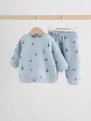 Blue Dino Baby Quilted Sweat Top and Joggers Set (0mths-2yrs) - Image 2 of 16