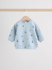 Blue Dino Baby Quilted Sweat Top and Joggers Set (0mths-2yrs) - Image 3 of 16