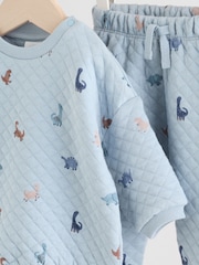 Blue Dino Baby Quilted Sweat Top and Joggers Set (0mths-2yrs) - Image 8 of 16