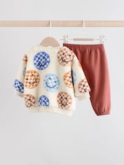 Blue Checkerboard Faces Baby Fleece Top and Joggers Set (0mths-2yrs) - Image 2 of 12