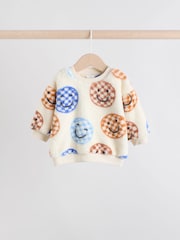 Blue Checkerboard Faces Baby Fleece Top and Joggers Set (0mths-2yrs) - Image 3 of 12