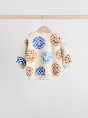 Blue Checkerboard Faces Baby Fleece Top and Joggers Set (0mths-2yrs) - Image 4 of 12