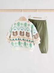 Green Bear Fairisle Baby Fleece Top and Joggers Set (0mths-2yrs) - Image 4 of 19