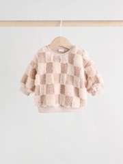 Neutral Checkerboard Baby Fleece Top and Joggers Set (0mths-2yrs) - Image 3 of 15