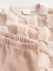 Neutral Checkerboard Baby Fleece Top and Joggers Set (0mths-2yrs) - Image 8 of 15